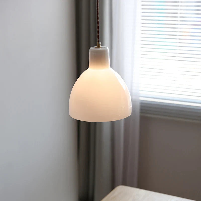 Axyaa White Glass LED Pendant Chandelier - Japan Style Hanging Lamp