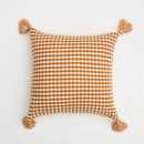 Axyaa Knitted Tassel Cushion Cover in Blue Orange Mustard Yellow Grey Ivory