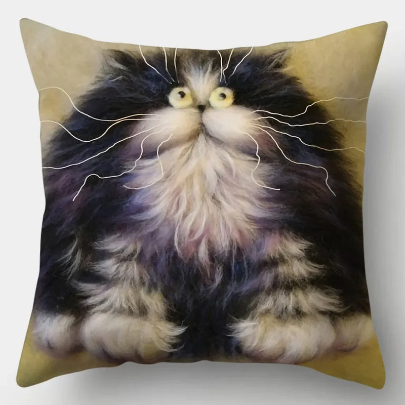 Watercolor Cat Pillowcase by Axyaa - 45cmX45cm Square Sofa Pillow - Loving Cat Design