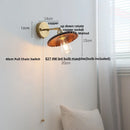 Axyaa Walnut Wood LED Wall Light Fixture with Pull Chain Switch