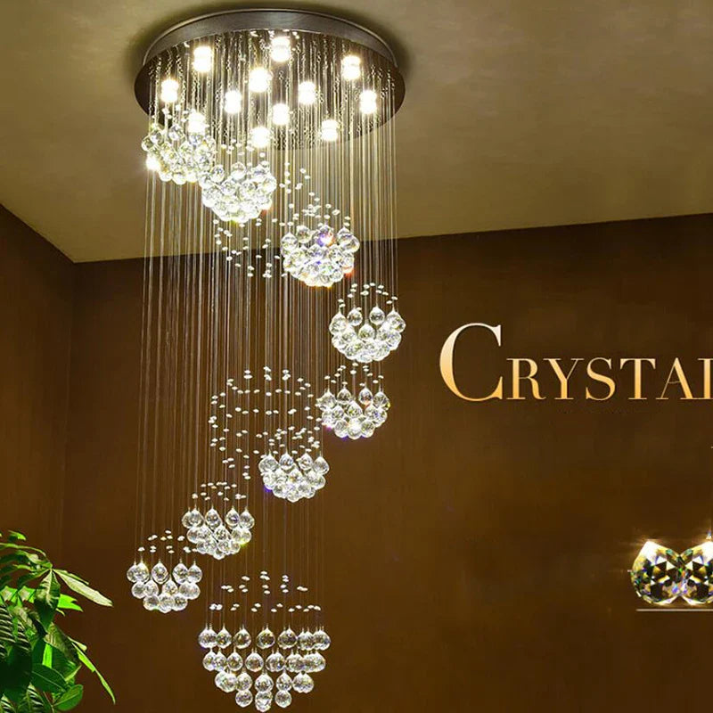 Axyaa Modern Crystal LED Chandelier for Large Villa, Hotel, Kitchen & Staircase