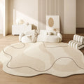 Axyaa Geometric Cream Style Carpet, Wabi Sabi Bedroom Rug