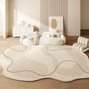 Axyaa Geometric Cream Style Carpet, Wabi Sabi Bedroom Rug
