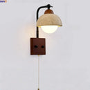 Axyaa LED Wall Lights Yellow Travertine White Glass Wood Wabi Sabi Bedside Lamp