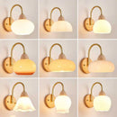 Axyaa Modern LED Wall Light: Glass Iron Wood Nordic Bedside Lamp for Home Decor