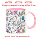 3D Effect Flowers Cup Holding Hands Personalized Name Mug for Children, Mother's Day Gift