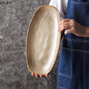 Axyaa Oval Fish Plate Ceramic Sushi Dessert Snack Serving Salad Restaurant Tableware