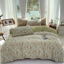 Axyaa 4-Piece Queen Size Dark Olive Green Duvet Cover Set