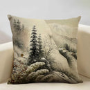Axyaa Japanese Landscape Ukiyo Style Cushion Cover 45x45cm Art Decor Linen Pillow Case