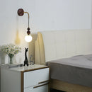 Axyaa Japanese Style Light Luxury Walnut Wall Lamp for Living Room Bedroom Hallway