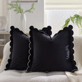 Axyaa Wave Fringed Velvet Cushion Cover in Various Colors