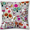 Axyaa Skull Print Series Cushion Cover - Rainbow Peach Decoration for Home