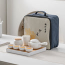 Axyaa Japanese Ceramic Teapot Set with Tea Tray in Portable Travel Bag