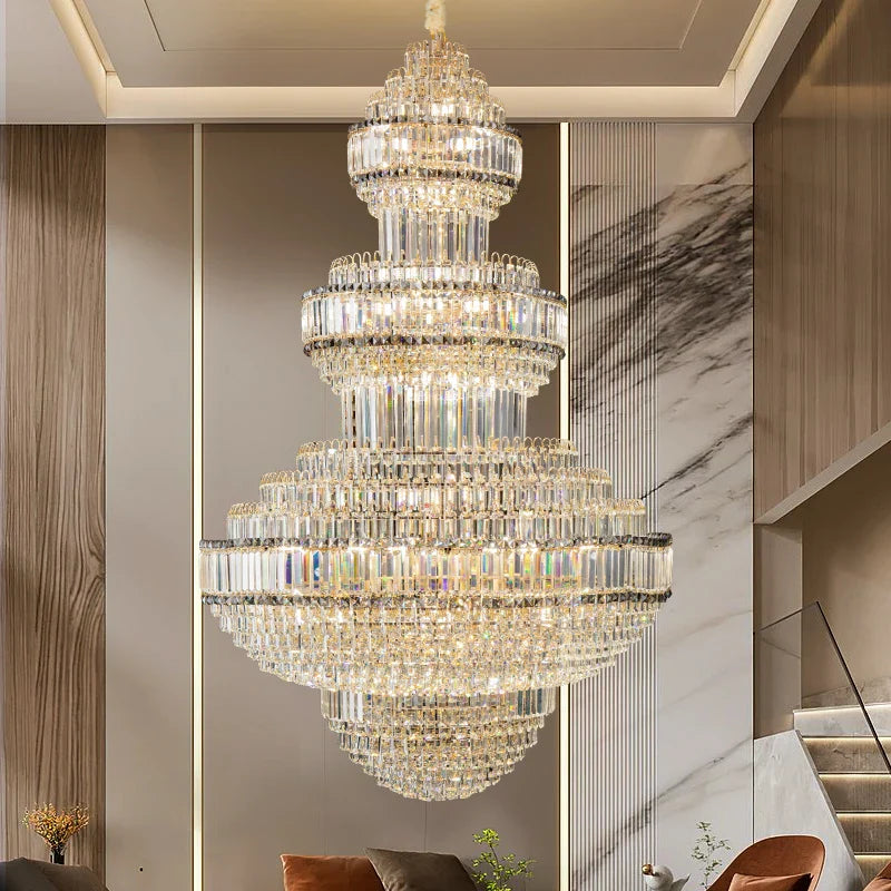 Axyaa Crystal Duplex Chandelier for Luxury Villa Living Rooms