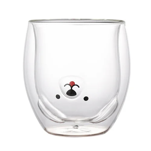 Axyaa Animal Design Double Wall Glass Mug - Perfect Gift