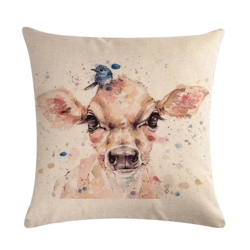Animal Print Linen Pillowcase by Axyaa - Home Decor Cushion Cover