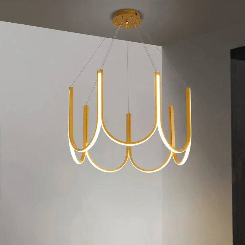 Axyaa Nordic LED Gold Chandelier for Luxury Home Decor Lighting