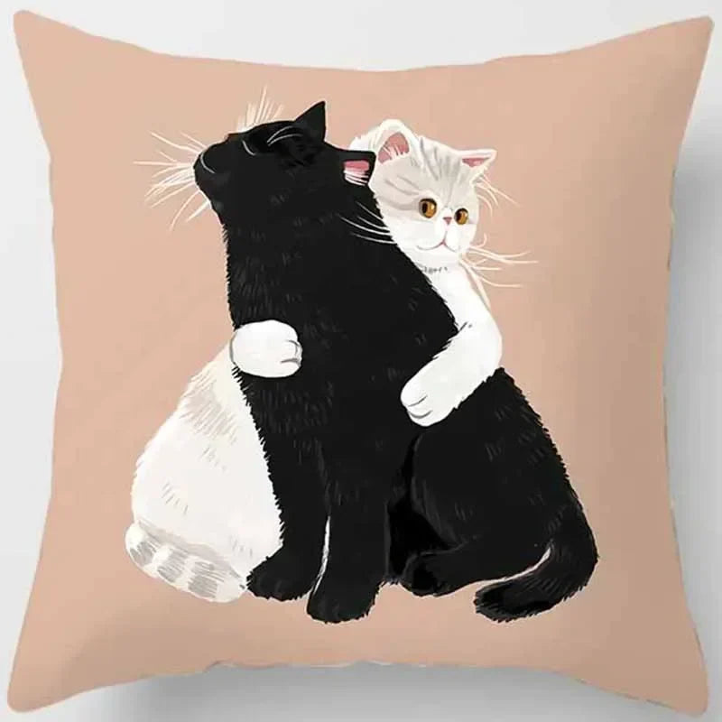 Axyaa Cat Print Square Pillowcase for Home Décor and Car Sofa, 45cm*45cm