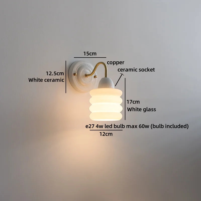 Axyaa White Glass LED Wall Lamp Modern Nordic Style