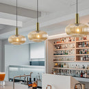 Axyaa Vintage Lantern Chandelier Striped Glass Pendant Lamp for Dining Room