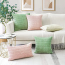 Axyaa Fluffy Corduroy Pillowcase White Green 45x45 Throw Cushion Cover