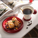 Axyaa Ceramic Coffee Mug & Saucer Set - Red Tea & Coffee Cup, Large Capacity