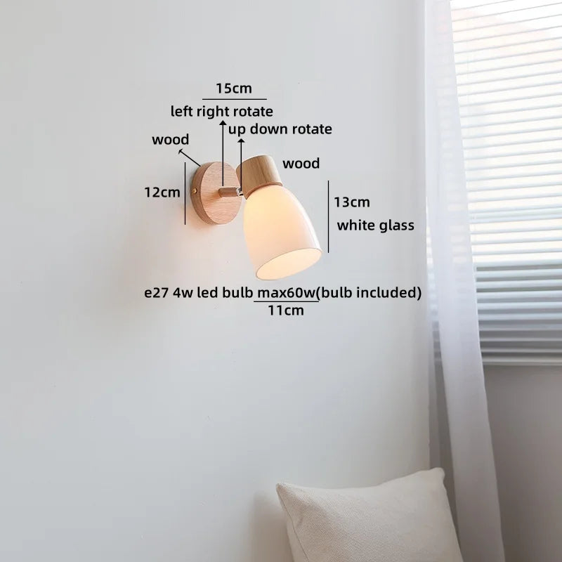 Axyaa Nordic LED Wall Sconce, Rotating White Ceramic Light for Home Decor