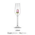 Axyaa 3D Diamond Rose Red Flower Champagne Flute 220ml Glass Cup