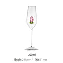 Axyaa 3D Diamond Rose Red Flower Champagne Flute 220ml Glass Cup