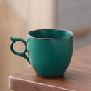 Axyaa Green Apricot Leaf Ceramic Coffee Cup Saucer Set