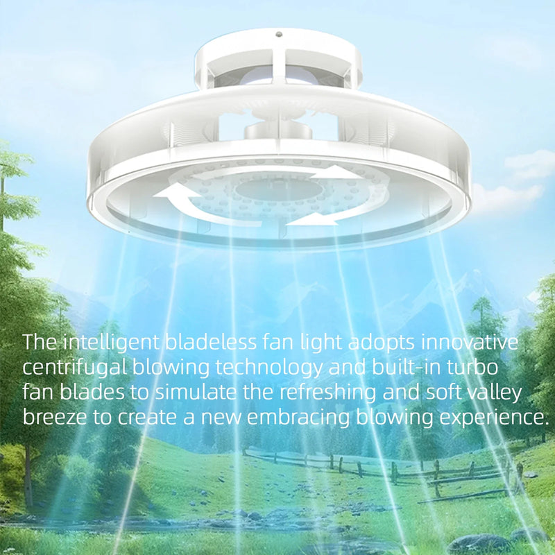 Axyaa Round Ceiling Fan with LED Light and Remote Control for Bedroom