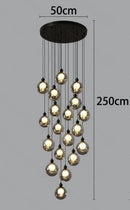 Axyaa Crystal Chandelier Stair Pendant Lamp Living Room Lights