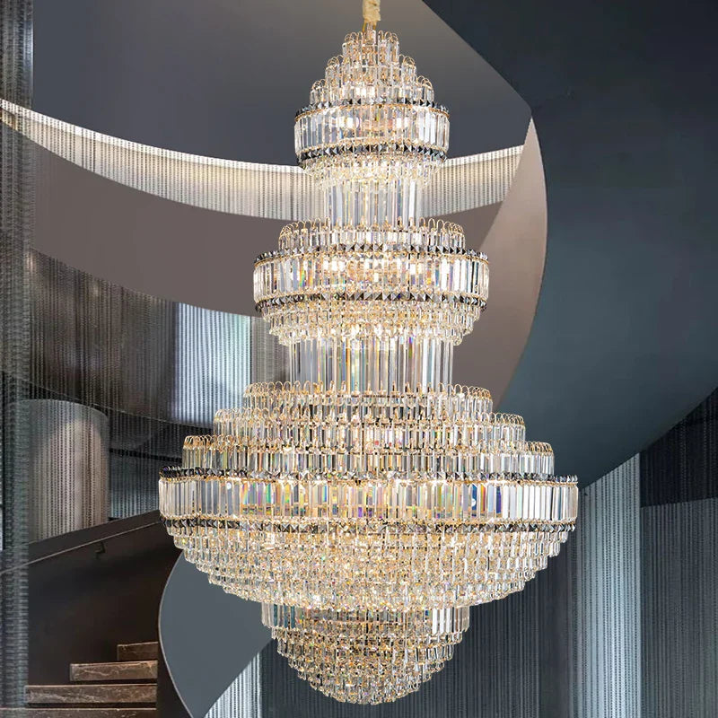 Axyaa Crystal Duplex Chandelier for Luxury Villa Living Rooms