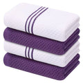 Axyaa Cotton Kitchen Towel Set - Absorbent Waffle Weave Stripe Dishcloths
