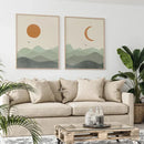 Sage Green Geometric Landscape Canvas Print for Modern Living Room Decor by Axyaa