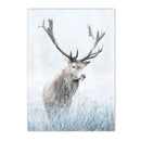Axyaa Winter Lake Forest Owl Deer Snow Canvas Wall Art Print for Modern Home Decor