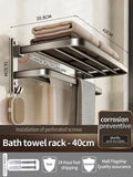 Axyaa Grey/Black Aluminum Towel Rack - Wall-Mounted Bathroom Storage