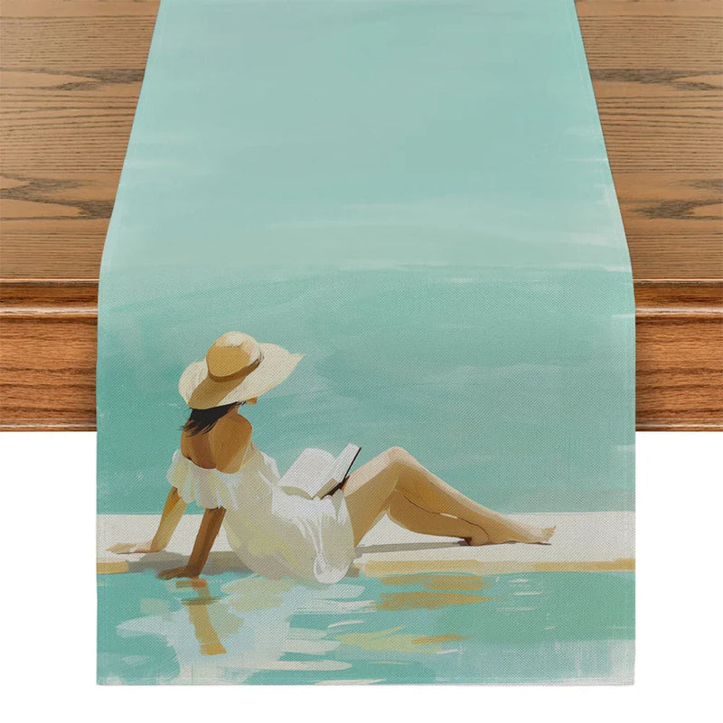 Axyaa Farmhouse Sun Hat Table Runner for Kitchen & Dining Decor