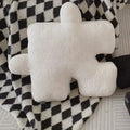 Axyaa Teddy Velvet Jigsaw Seat Cushion - White & Black Soft Back Pillow