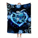Axyaa Blue Sea Turtle Bohemian Animal Print Throw Blanket - Soft Sofa Couch Bed Decor