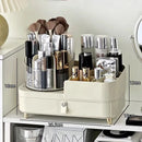 Axyaa Rotating Makeup Organizer with Drawer, Large Capacity Cosmetic Display Case.