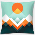 Geometric Mountains & Colorful Birds Pillow Covers by Axyaa