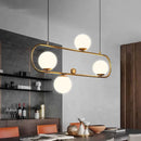 Axyaa Industrial Rectangle Chandelier with Swing Buckle Design and Glass Ball Lights