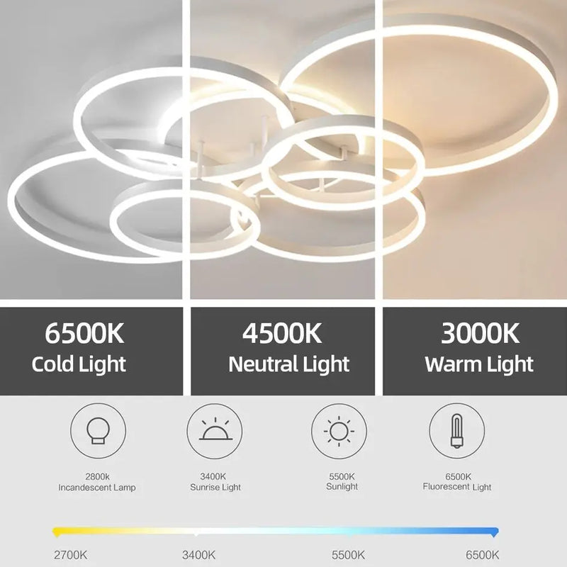 Axyaa Round Circle Ring Chandelier Ceiling Lamp for Home Decor Lighting in Living Bedroom