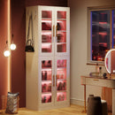 Axyaa 8-Tier Shoe Cabinet with Acrylic Doors, LED Lights, and Adjustable Shelves