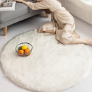 Pink Faux Fur Round Rug Axyaa - Soft Area Carpet for Nursery, Bedroom, Living Room