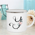 Axyaa Flower Mugs - Creative Enamel Coffee Cups Handle Drinkware for Wedding Gifts