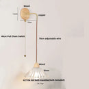 Axyaa Clear Glass LED Wall Lights with Wood Pull Chain Switch