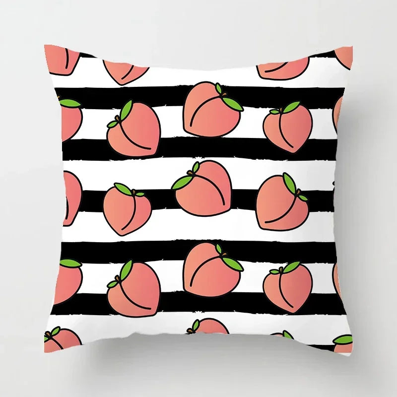 Peachy Pink Pattern Cushion Cover 45X45CM for Sofa Decor by Axyaa