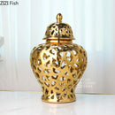Golden Ceramic Vase for Artistic Flower Arrangement by Axyaa
